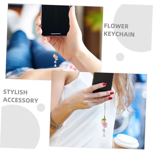 ANDRESLAD 4 Stück Kreativer Tulpen Schlüsselanhänger Kurz Handykette Handgelenkschlaufe Handy Anhänger Damen Mobiltelefon Charm Dekor Trendiges Blumenmotiv Rosa von ANDRESLAD