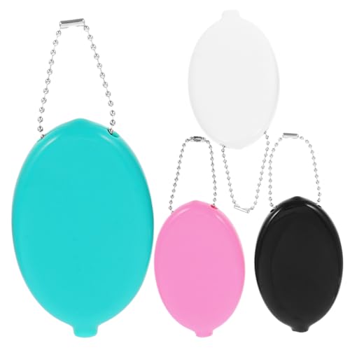 ANDRESLAD Kompaktes -Set 4-teilig Ovale Geldbörse Mit Kette Stabiles PVC Für Männer Frauen Jungen Und Mädchen von ANDRESLAD