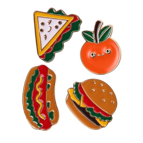 ANDRESLAD 4 Stück Teiliges Cartoon Lebensmittel Anstecknadeln Langlebiger Legierung Hamburger Hot Dog Sandwich Broschen Spaßige Leichte Abzeichen für Rucksäcke Kleidung Hüte bei Alltag und von ANDRESLAD