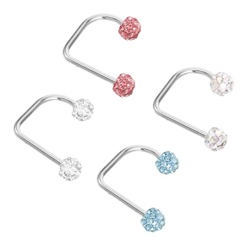 ANDRESLAD 4 Stück Teiliges Lippenpiercing Metall Lippenringe in Weiß Hellrosa Ab Farben Hautfreundlich Vielseitig Kombinierbar Modisches Design Langlebiger Körperschmuck für Damen von ANDRESLAD