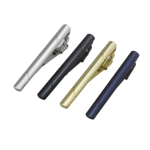 ANDRESLAD 4 Stück Teiliges Set Metall Krawattenklammern Glänzend Farbig Federbelastete Herren Tie Clips für Sicheren Halt Verhindert Sorgt für Gerade Krawatte und Gepflegtes von ANDRESLAD