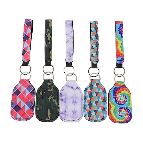 ANDRESLAD 5paare Teiliges Neopren Lippenstift Mit Schlüsselanhänger Und Handgelenkband Bunte Blumen Und Leopardenmuster Für Taschen Schlüssel Und von ANDRESLAD