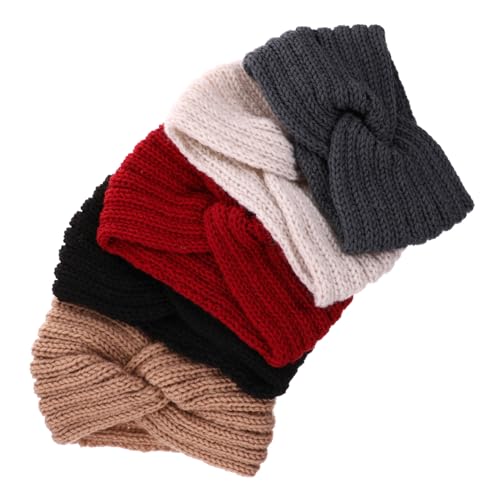 ANDRESLAD 5 Stücke Gestrickte Stirnband Warme Häkeln Haarbänder für Frauen Kalten-Wetter Stirnband von ANDRESLAD
