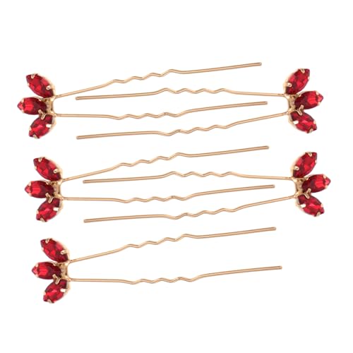 ANDRESLAD 5Stücke U Förmige Haarnadeln Rot Haarschmuck für Bräute Brautjungfern Haarspangen Vielseitige Haarnadeln für Hochzeiten Besondere Anlässe von ANDRESLAD