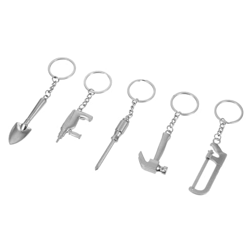 ANDRESLAD 5stücke Multifunktionaler Schlüsselanhänger Im Werkzeugdesign Metall Mit Mini Werkzeugen Wie Säge Schraubendreher Schaufel Elektrosäge Und Nagelzieher Kreativer Anhänger Für von ANDRESLAD