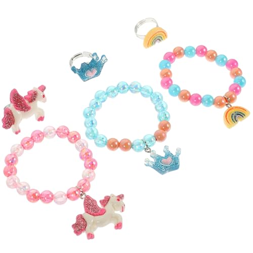 ANDRESLAD 6 Stück Teiliges Kinderarmband Bunten Perlen Verstellbare DIY fingerringe und Armbänder für Mädchen Niedliches Schmuck Partys und Alltag Langlebig und Modisch von ANDRESLAD