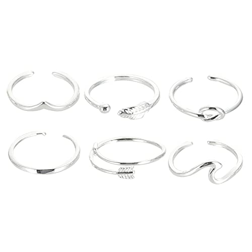 ANDRESLAD 6 Stück Teiliges Verstellbare Finger Ringe Stapelbare Ringe für Damen Elegantes Design für zu Geburtstagen und Neujahr von ANDRESLAD