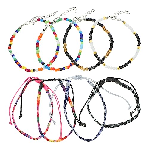 ANDRESLAD 8 Stück Verstellbares Teiliges Fußkettchen für Damen Handgewebte Bunte Knöchelschmuck Langlebig und Elegant für Teenager und Strandpartys von ANDRESLAD