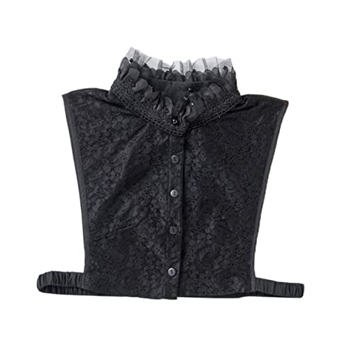 ANDRESLAD Abnehmbarer Fake Kragen Damen Chiffon Kragen Mit Rüschendetails Modisches Kleidungsaccessoire Für T-shirts Und Pullover Schwarz Einheitsgröße von ANDRESLAD