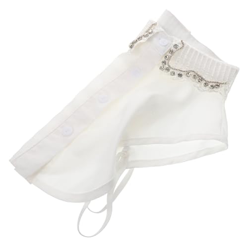 ANDRESLAD Abnehmbarer Falscher Blusenkragen aus Weißem Chiffon mit Strass Vielseitiger Einsatz für Pullover Jacken Mäntel Modischer Halbeinsatz für Frühling Herbst Winter Eleganter von ANDRESLAD