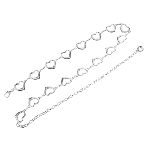 ANDRESLAD Schlanker Taillengürtel Damen Mit Herzverzierung Silberkettengürtel Für Schmale Gürtelketten Herzform Taillengürtel Für Damen Gürtelketten von ANDRESLAD