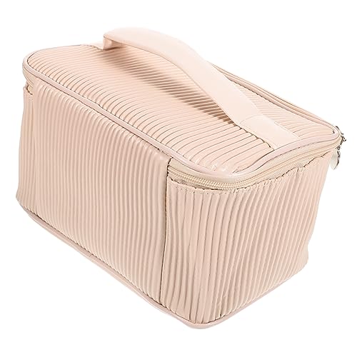 ANDRESLAD Schminkbeutel Aus Leder Tragbare Reise-Kosmetiktasche Mit Reißverschluss Organizer Für Make-up Und Beauty-zubehör Praktisch Für Damen Und Teenager von ANDRESLAD