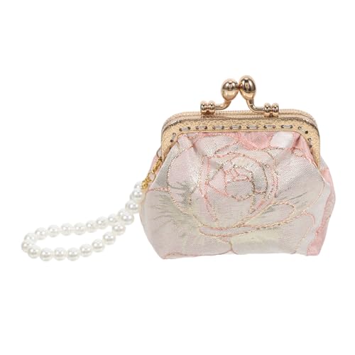 ANDRESLAD Clutch-Handtasche Mit Blumenstickerei Abendtasche Für Damen Perlen-Design Praktische Geldbörse Für Sommer Und Strand Hochzeits Und Partyzubehör von ANDRESLAD