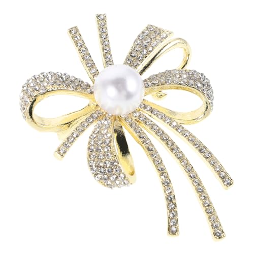 ANDRESLAD Damen Brosche Schleife mit Künstlichen Perlen Funkelnde Strass Anstecknadel für Kleidung und Rucksäcke Luxuriöses Design Modisches Accessoire für Ausschnitt und Schals von ANDRESLAD