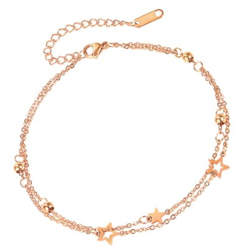 ANDRESLAD Damen Fußkette mit Doppel Lagen Sternmotiv Verstellbar Hochwertigem Titanstahl Schlichtes Design für Alltag und Strand Modischer Schmuck für Frauen und Mädchen von ANDRESLAD