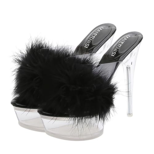 ANDRESLAD Damen High Heel Sandalen Dünner Absatz Modisch Elegant Robust Transparent Vielseitig Kombinierbar für Jeans Shorts Röcke Geeignet von ANDRESLAD