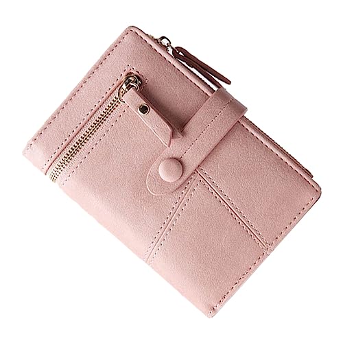 ANDRESLAD Damen Münzgeldbörse PU Tasche Langlebig mit Mehrfachkartenfächern und Druckknopfverschluss Kompakte Wechselbörse für Münzen und Karten Stilvoller Geldbeutel für Frauen Tiefrosa von ANDRESLAD