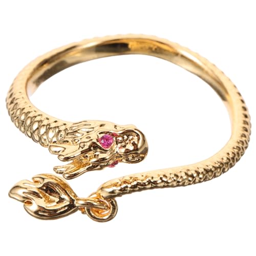ANDRESLAD Damenring mit Drachenmotiv Verstellbarer Fingerring Robustes Design für Alltag und Besondere Anlässe als Neujahr für Hochwertiger Langlebiger Schmuck Tiefgoldener Farbe von ANDRESLAD