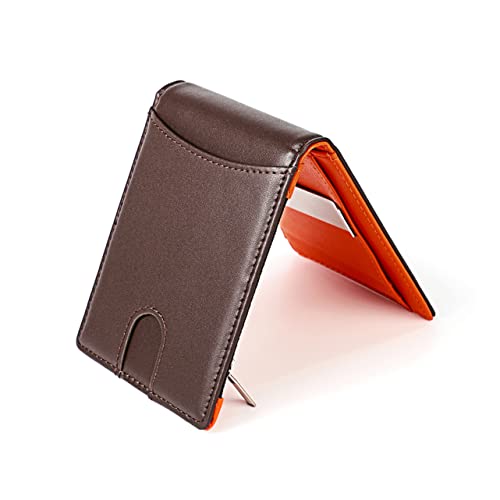 ANDRESLAD Echtes Herren Geldbörse Ultrakompakt RFID Schutz Business Portemonnaie mit Münzfach Kartenfächern und Geldklammer Schlankes Design für Alltag Arbeit Schule Geschenkidee von ANDRESLAD