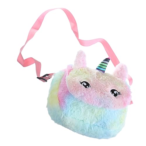 ANDRESLAD Einhorn Plüsch Crossbody Tasche mit Kaninchenmotiv Weiche Schultertasche für Mädchen Niedliche Cartoon Umhängetasche Multifunktionale Kindertasche mit Breitem Tragegurt von ANDRESLAD