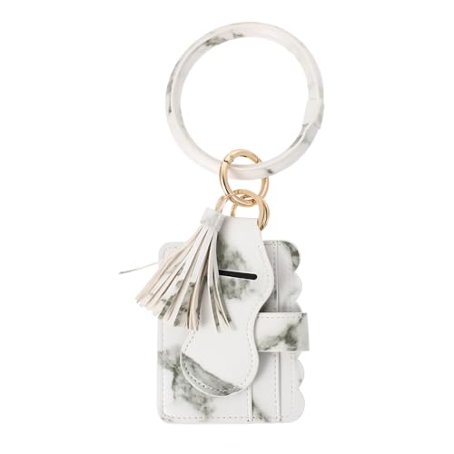 ANDRESLAD Elegante Lippenstifthaltertasche Reise-Make-up-Tasche Mit Kartenetui Armband Schlüsselanhänger Weißer Marmor Pu-kartenetui von ANDRESLAD