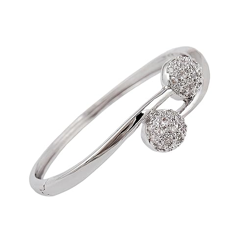ANDRESLAD Eleganter Damen Armreif Silber mit Doppelperlen und Kreuz Design Dehnbares Offenes Schmuckstück Modisches Manschetten Armband für Frauen zu Besonderen Anlässen von ANDRESLAD