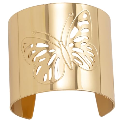 ANDRESLAD Elegantes Damen Armreif Armband mit Breiter Manschette und Filigranen Schmetterlings Offenes Design in Gold Geometrischer Stil für Alltag Festliche Anlässe von ANDRESLAD