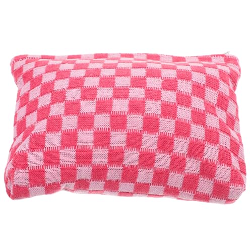 ANDRESLAD Gestrickte Make-up-Tasche Für Damen Große Kapazität Reise-kulturtasche Schachbrettmuster Tragbares Kosmetik-Organizer-Set Patienten-Reise-Make-up-Tasche von ANDRESLAD