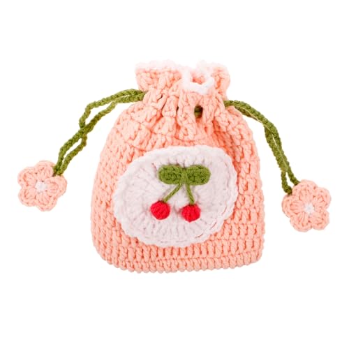 ANDRESLAD Kordelzug-Aufbewahrungstasche Handgewebte Tasche Für Kopfhörer Und Münzen Tragbare Häkeltasche Für Mädchen Multifunktionale Damen-Tasche Mit Einfachem Zugriff von ANDRESLAD