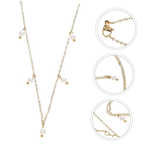 ANDRESLAD Goldfarbene Perlenkette für Damen Eleganter Choker mit Imitationsperlen Schlüsselbein Halskette Stilvoller Schmuck für Hochzeit und Alltag von ANDRESLAD