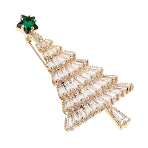 ANDRESLAD Goldfarbene Weihnachtsbaum Brosche aus Zirkonia und Legierung Langlebiger Leichter Schmuckanhänger für Mantel Pullover Festliche Kleidung Weihnachtsdeko und Party Accessoire von ANDRESLAD