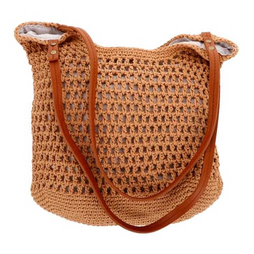 ANDRESLAD Große Gewebte Umhängetasche Damen Strandtasche Baumwollfaden Schultertasche Freizeittasche Leicht für Urlaub Ausflüge mit Großzügigem Fassungsvermögen und Ästhetischem Design von ANDRESLAD