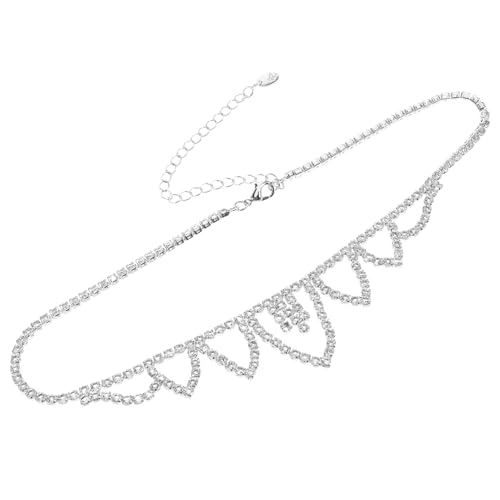 ANDRESLAD Halskette mit Funkelnden Strasssteinen Verstellbar Brautschmuck für Hochzeit und Ball Filigranes Schmuckstück für Abendkleider Modisches Accessoire für Damen von ANDRESLAD