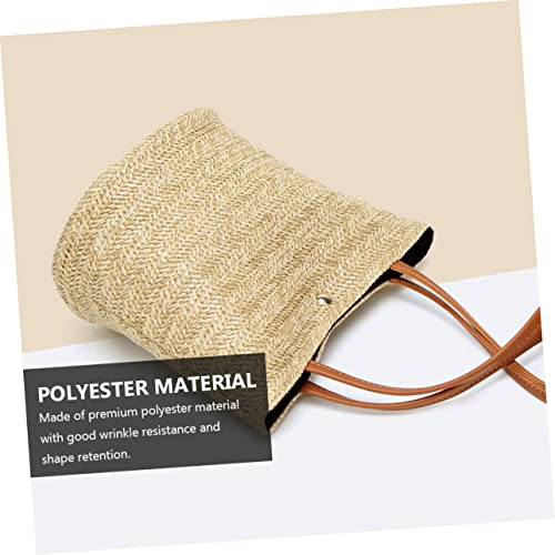 ANDRESLAD Handgefertigte Strohtasche Damen Sommer Strandtasche Eimerform Schultertasche mit Braunem Modisch Vielseitig für Alltag Reisen Shopping von ANDRESLAD
