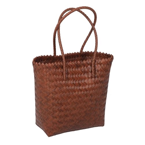 ANDRESLAD Handgewebte Robuste Schultertasche aus Imitations Rattan mit Langem Riemen Leichte Vielseitige Strand und Einkaufstasche für Damen Natürliche für Freizeit und Reisen von ANDRESLAD