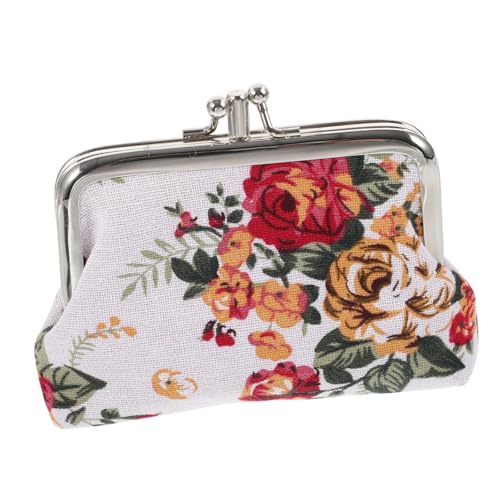 ANDRESLAD Floral Vintage Geldbörse Für Damen Retro Handtasche Mit Großer Kapazität Doppellagiges Design Für Geld Und Kleingeld Tragbare Kosmetiktasche Weiß von ANDRESLAD