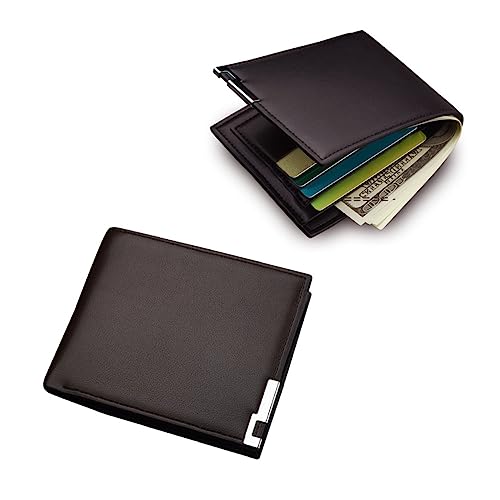 ANDRESLAD Herren Geldbörse Aus Pu-Leder Modische Billfold Brieftasche Kaffee Kompakt Mit RFID-Schutz Eleganter Kartenhalter Für Büro Und Alltag von ANDRESLAD