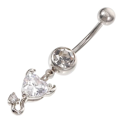 ANDRESLAD Herzförmiges Bauchnabelpiercing aus Chirurgenstahl mit Zirkonia Anhänger Komfortabler Sitz Modischer Körperschmuck für Damen für Strand Party und Alltag von ANDRESLAD