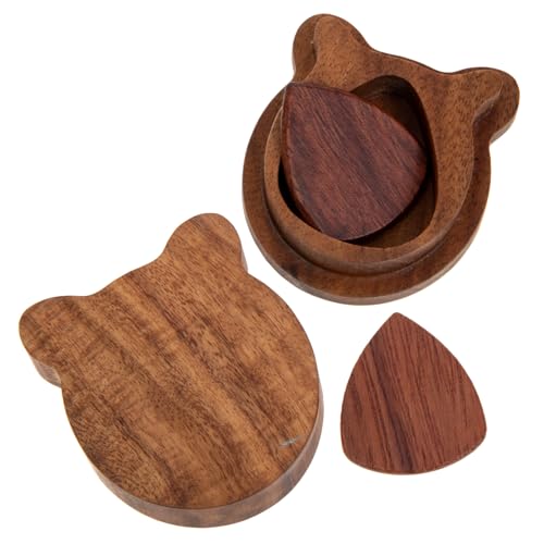 ANDRESLAD Holz Gitarren Plektrum Box Set mit Gitarren Picks Leichter Tragbarer Plektrumhalter aus Robustem Holz Multifunktionaler Organizer für Akustik Schützt Finger und Verbessert von ANDRESLAD