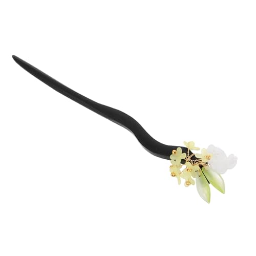 ANDRESLAD Vintage Holz Haarnadeln Mit Blumenmotiv Chinesische Haarstäbchen Für Frauen Und Mädchen Eleganter Haarschmuck Für Hochsteckfrisuren Und Accessoires von ANDRESLAD