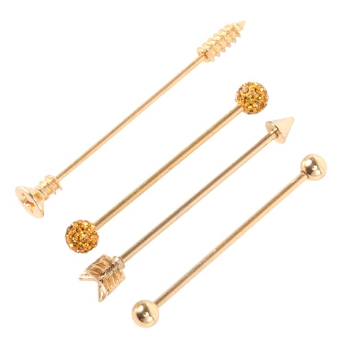 ANDRESLAD Industrielle Barbell Ohrstecker aus Doppelte Ohrlöcher Design Goldfarbene Piercing Schmuck Unisex Komfortabel und Langlebig für Damen und Herren von ANDRESLAD