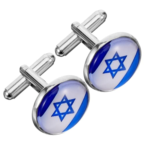 ANDRESLAD Israel Flag Manschettenknöpfe Herren Modische Hemdarmbandverzierung aus Langlebiger Zinklegierung Einzigartiges Design für Business und Festliche Anlässe Patriotisches Accessoire von ANDRESLAD