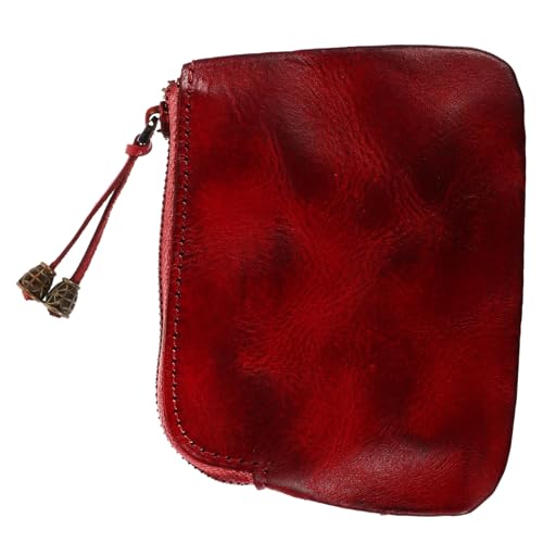 ANDRESLAD Münzgeldbörse Kleine Münzbörse Damen Rindsleder Wechselgeldbörse Tragbar Retro Design Kleingeldbörse Münzfach Für Bargeld Und Münzen von ANDRESLAD
