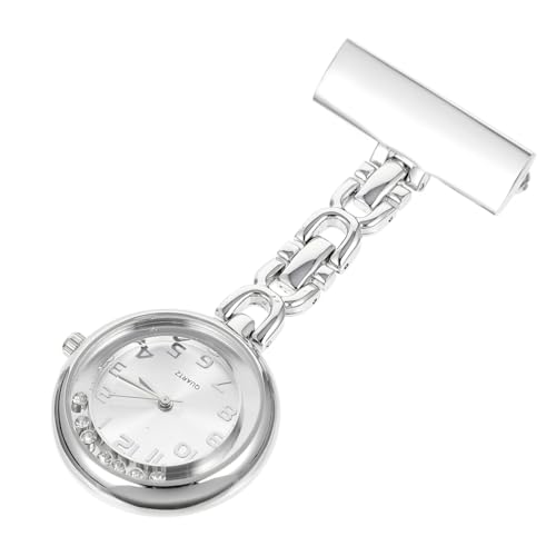 ANDRESLAD Krankenschwesteruhr mit Clip Silberne Medizinische Taschenuhr mit Großem und Wasserfestem Metallgehäuse Damen Schwesternuhr mit Funkelnden Strasssteinen Praktische Fob Uhr für von ANDRESLAD
