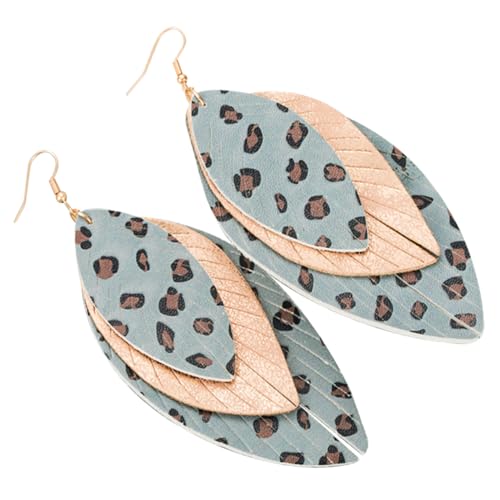 ANDRESLAD Leopard Ohrhänger Mehrlagig Boho Stil Damen Ohrringe Modisch Bequem Hautfreundlich für Frauen Mädchen Alltag Business Shopping von ANDRESLAD