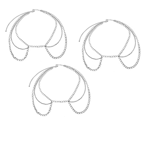 ANDRESLAD Mehrlagige Silberfarbene Taillenkette Damen Verstellbare Metallkörperkette Mehrschichtige Bauchkette für Party Sommerkleid und Bikini Accessoire von ANDRESLAD