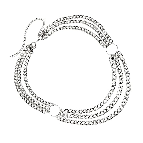 ANDRESLAD Mehrlagige Taillenkette mit Geometrischem U Förmigem Anhänger Retro Körperkette Silber Verstellbarer Schmuck für Frauen Passend zu Kleidern Jeans und Festivals von ANDRESLAD