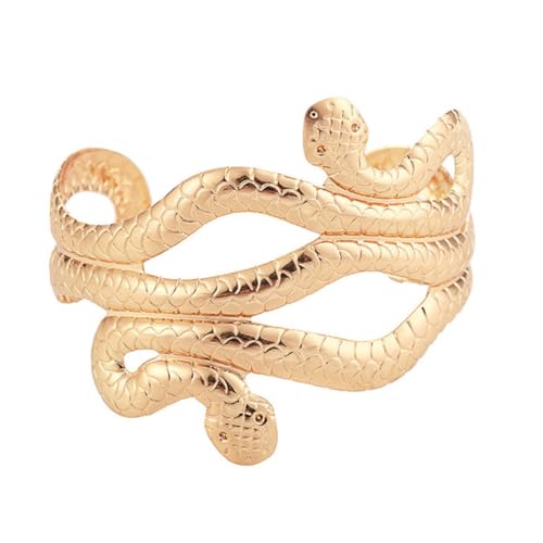 ANDRESLAD Metall Armreif Punk Stil Serpentine Design Exaggerierendes Arm Schmuck Damen Herren Goldfarbig Robust Langlebig Auffällige Armdekoration Geschenk von ANDRESLAD