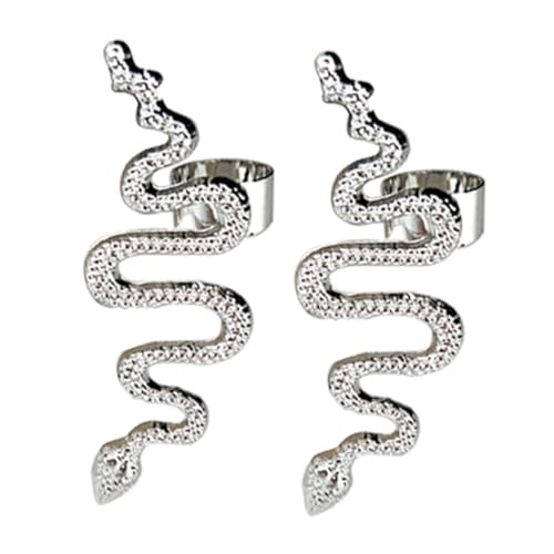 ANDRESLAD No Piercing Ohrclips Damen Schlange Design Punk Ohrmanschetten Silberfarben Elegant Langlebig Modisch für Frauen und Teenager Geschenkidee von ANDRESLAD