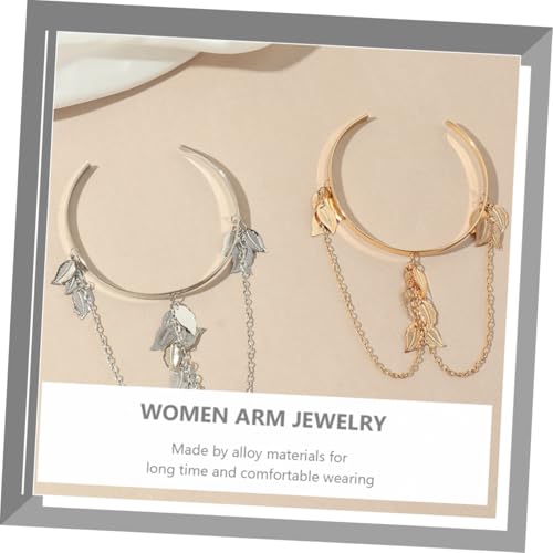 ANDRESLAD Oberarmmanschette Armreif Verstellbar Baumblatt Design Metall Schmuck für Frauen und Mädchen Offene Armspange Elegant für Hochzeit Halloween Kostümaccessoire von ANDRESLAD